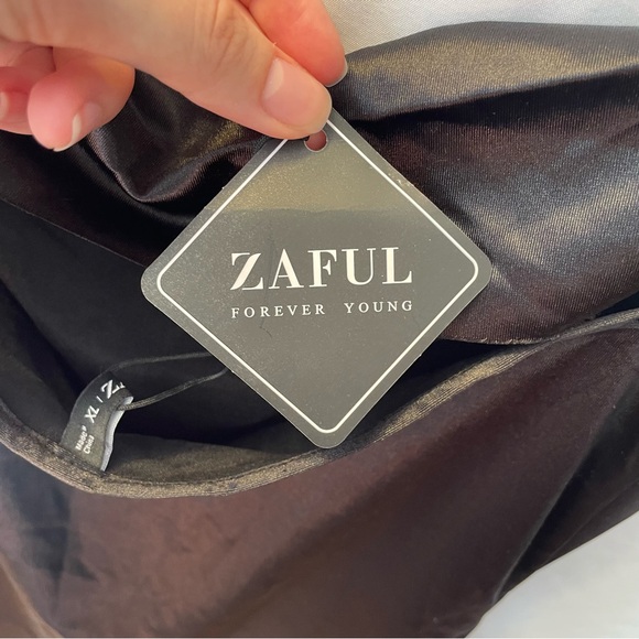 Zaful Black Satin Cowl Neck Mini Dress 10 Sexy Clubwear Cocktail Homecoming - Picture 14 of 15